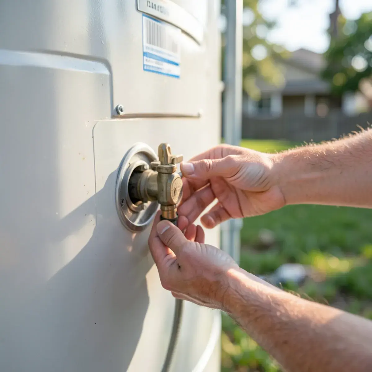 Hands replacing a gas control valve on a water heater