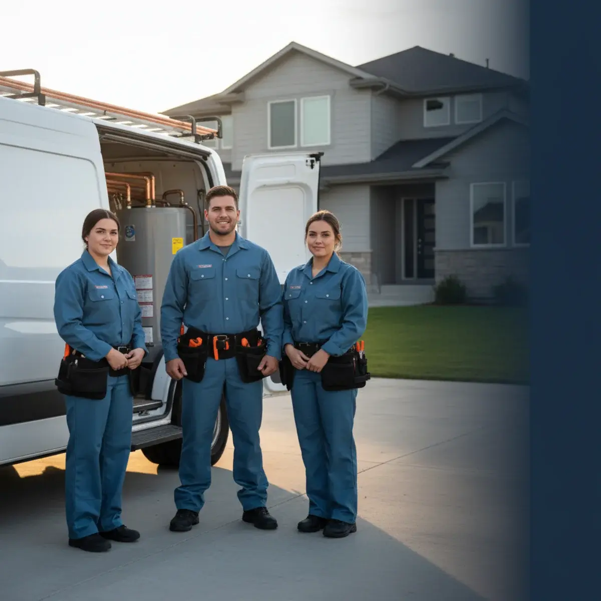 The Brentwood Water Heater Installation team and service van in Brentwood, CA