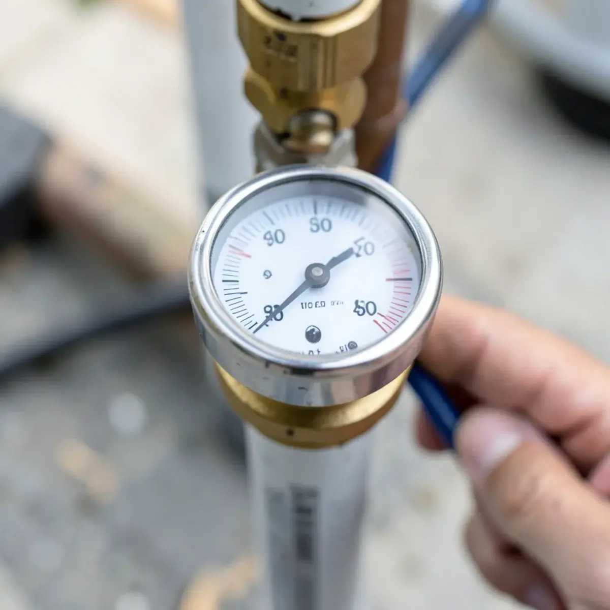 Pressure test gauge on a new gas line