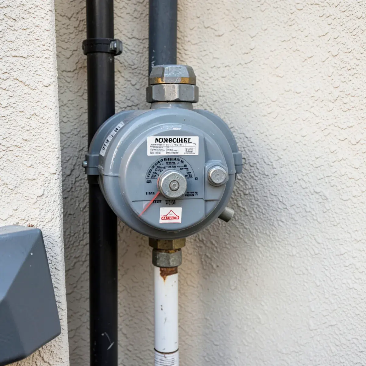 Residential gas meter and shutoff valve