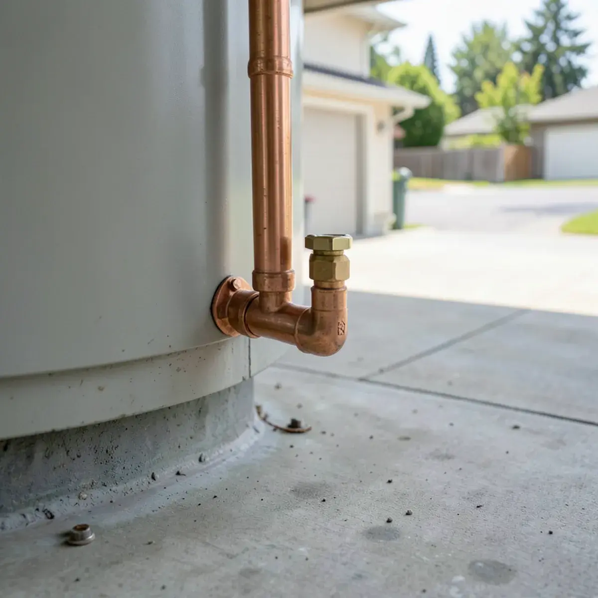 Relief-valve discharge pipe ending near the floor