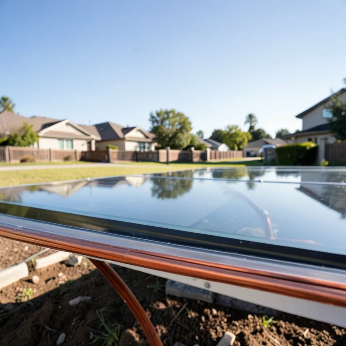 Close-up of a solar thermal collector panel