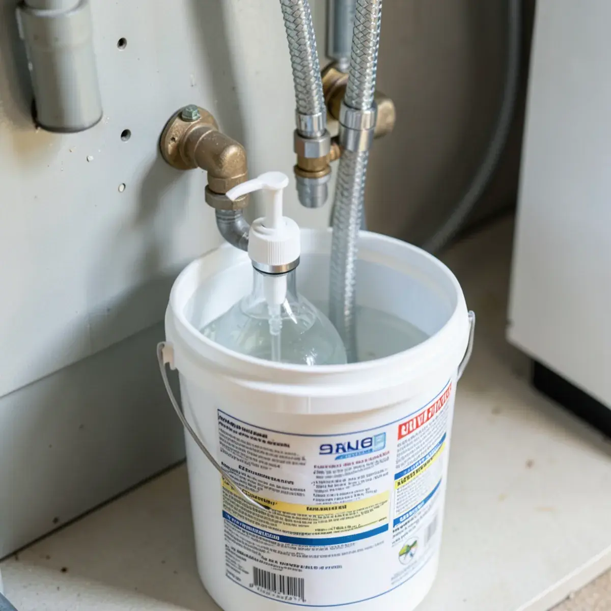 Pump and hoses circulating descaling solution through a tankless unit
