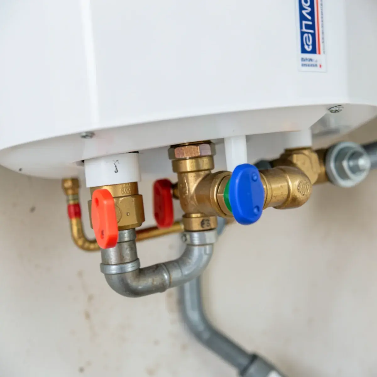 Isolation valves under a newly installed tankless water heater