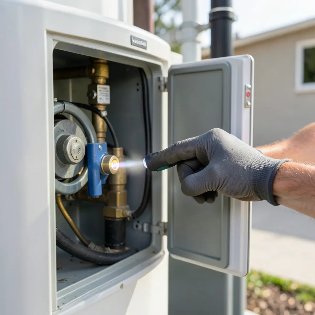 Inspecting the burner and flame sensor inside a tankless unit