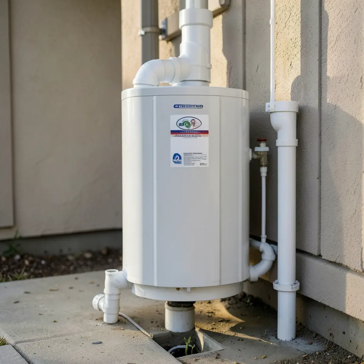 Condensate drain and neutralizer on a new condensing tankless unit