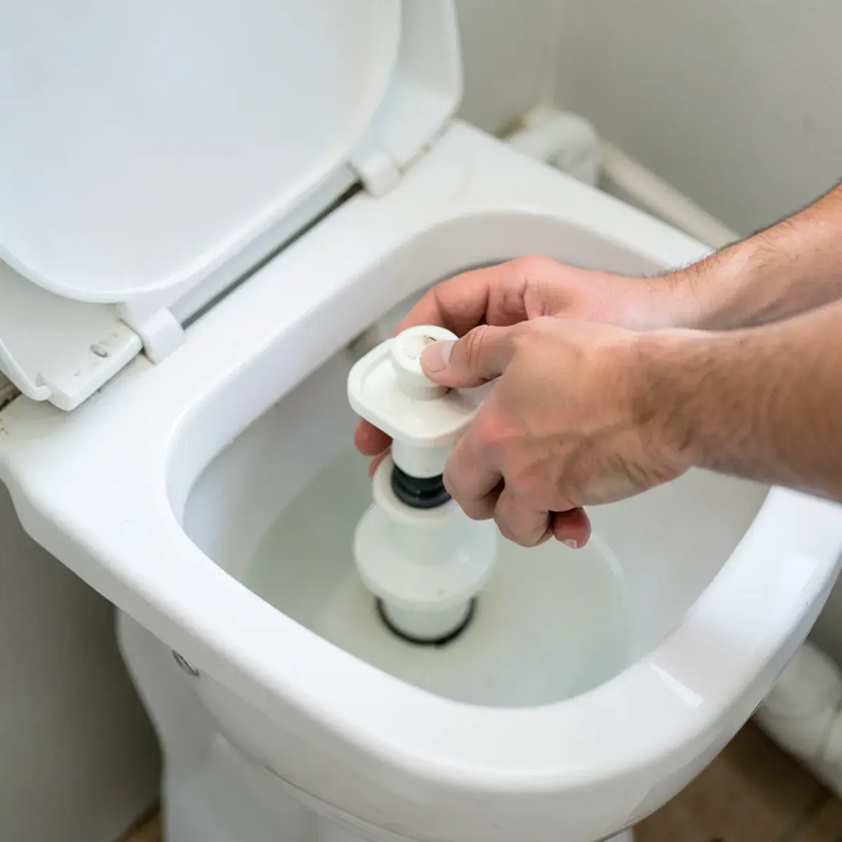 Installing a new fill valve inside a toilet tank