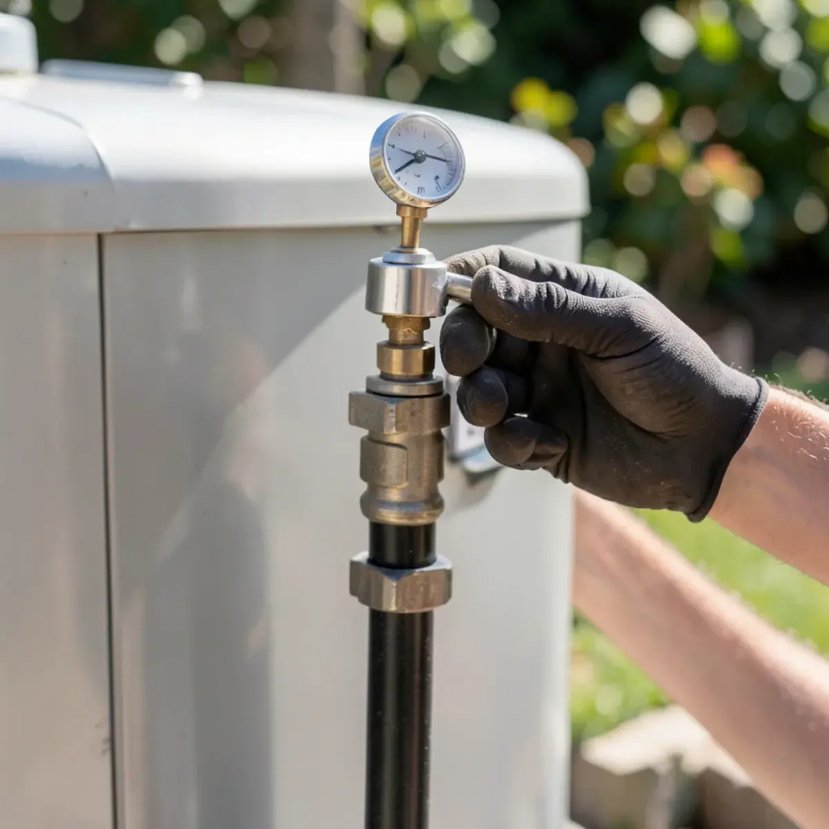 Technician testing a water heater's relief valve