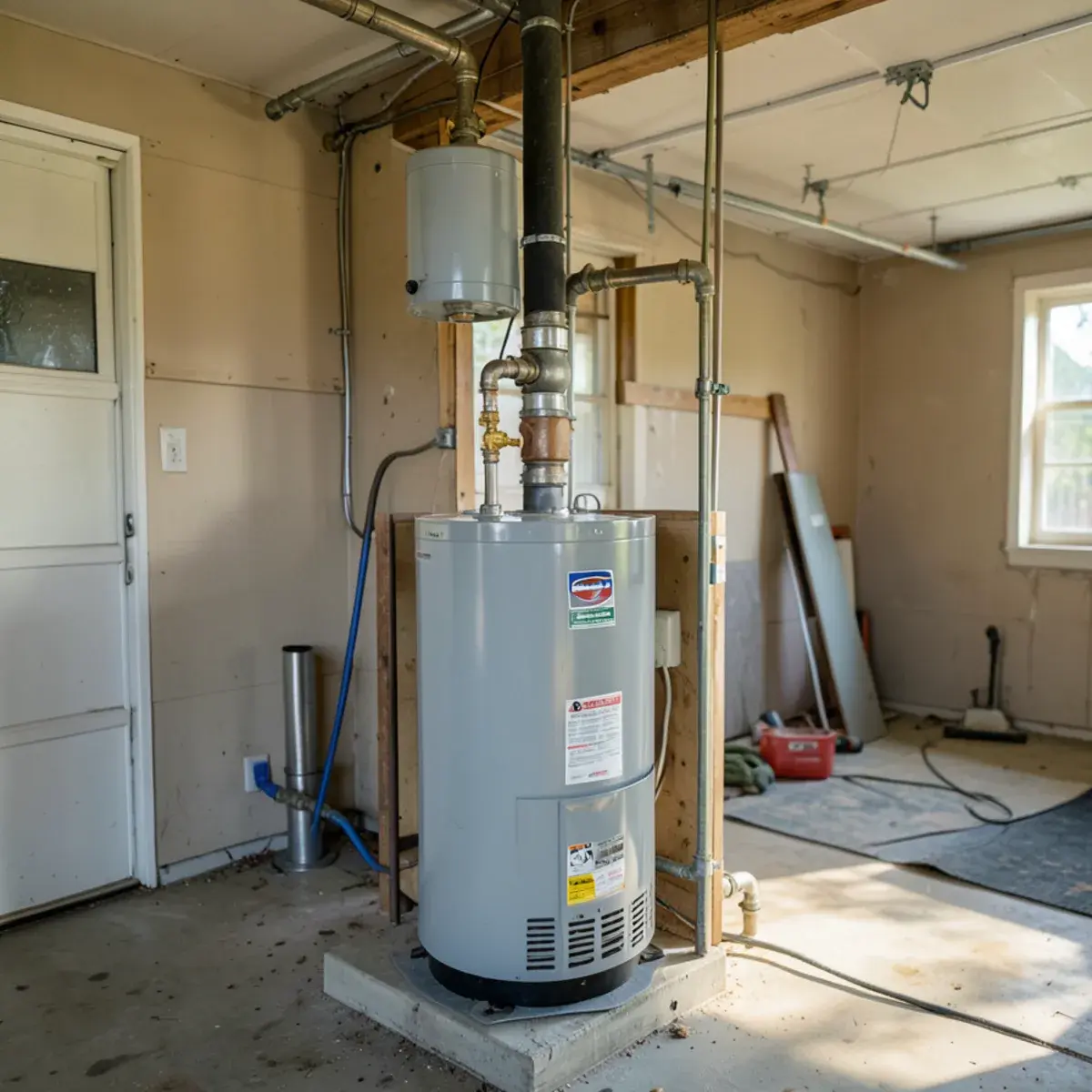 New expansion tank above a replacement water heater