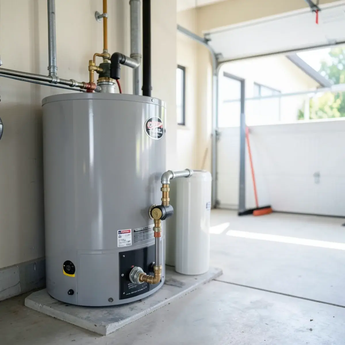 Recirculation pump above a water heater