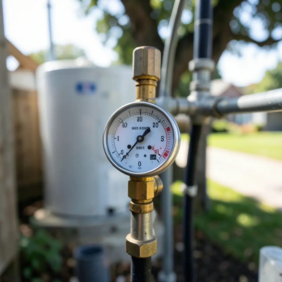 Water pressure gauge after a regulator adjustment